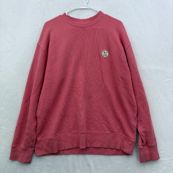Nudie Jeans Sweatshirt Mens S Pink Fleece Pullover Logo Embroidered - Picture 1 of 9